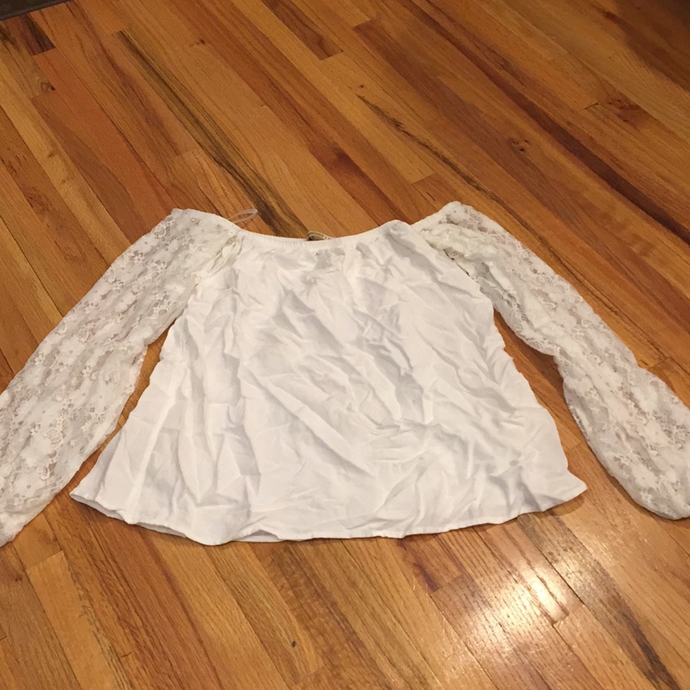 Arden B tube top off shoulder lace sleeve small